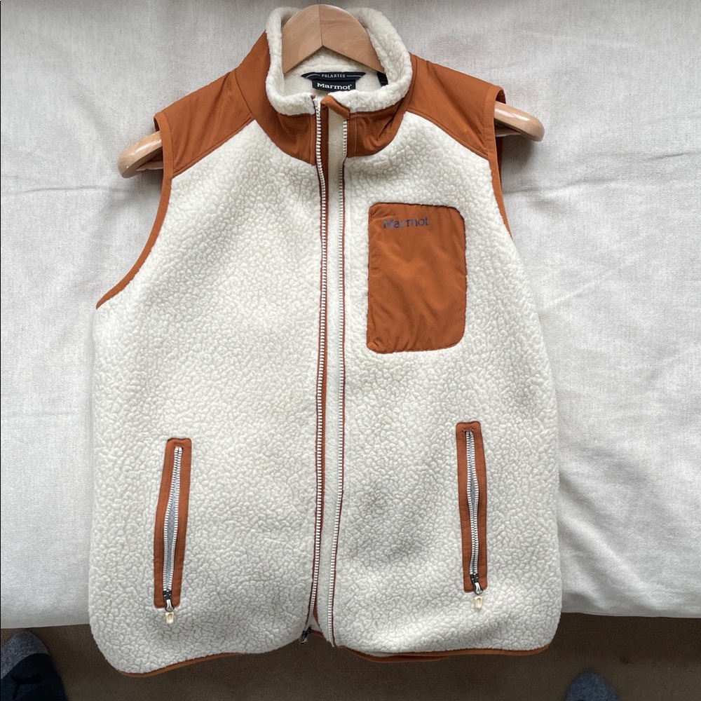 Marmot White and Orange Vest